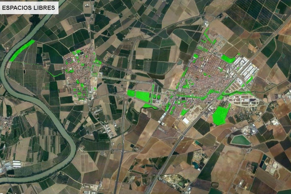 Mapa con los espacios verdes marcados | Ayuntamiento de La Rinconada