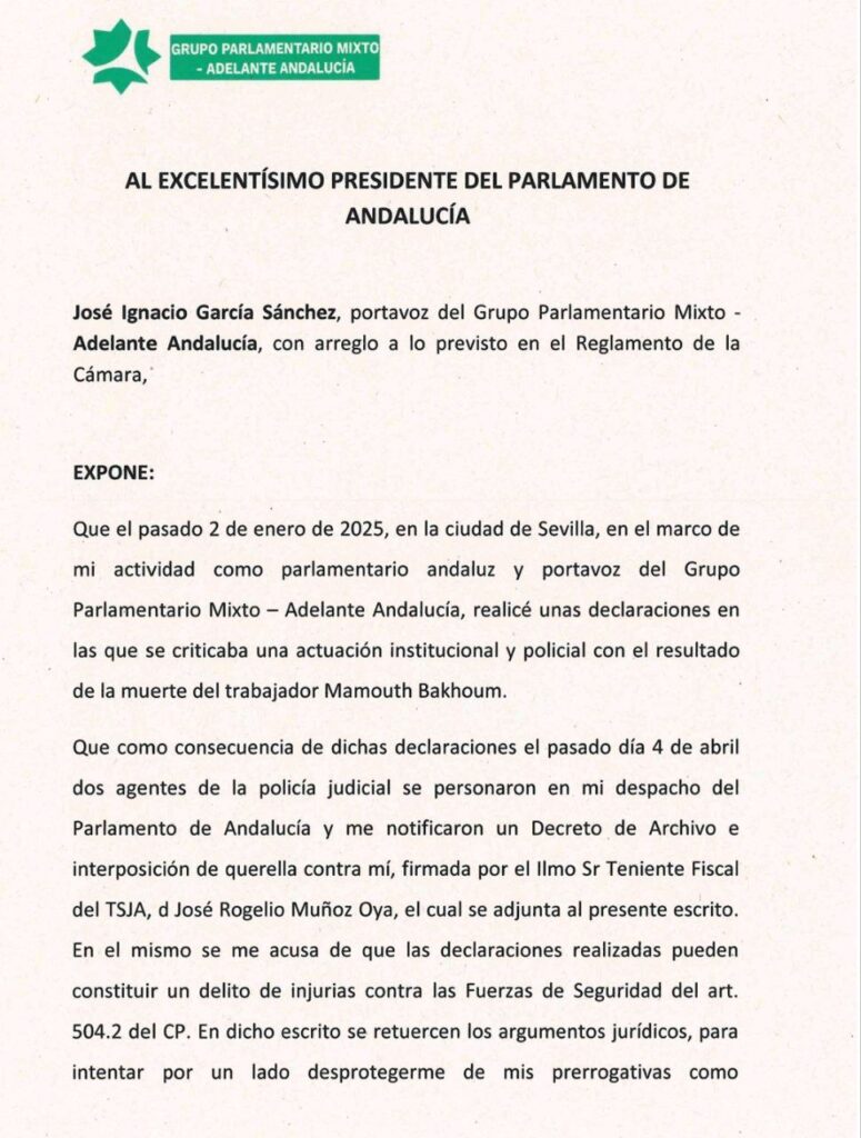 Carta de petición de amparo, primera parte
