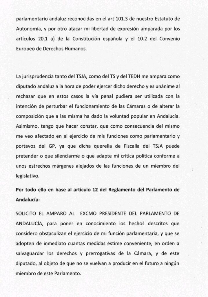 Carta de petición de amparo, segunda parte