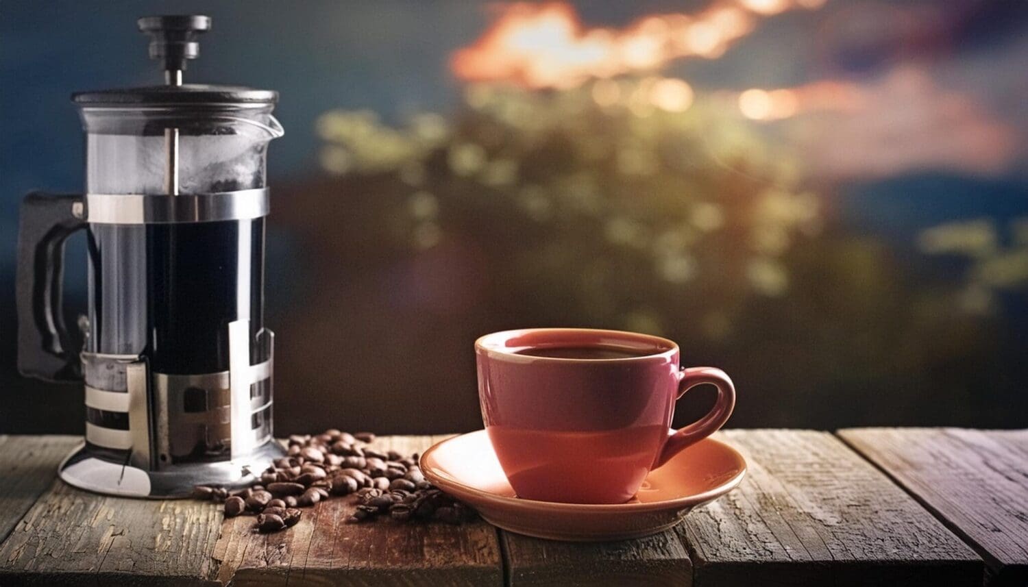 Taza de café y cafetera | TuPeriódico ha generado con IA esta imagen.  Descubre cómo usamos la IA