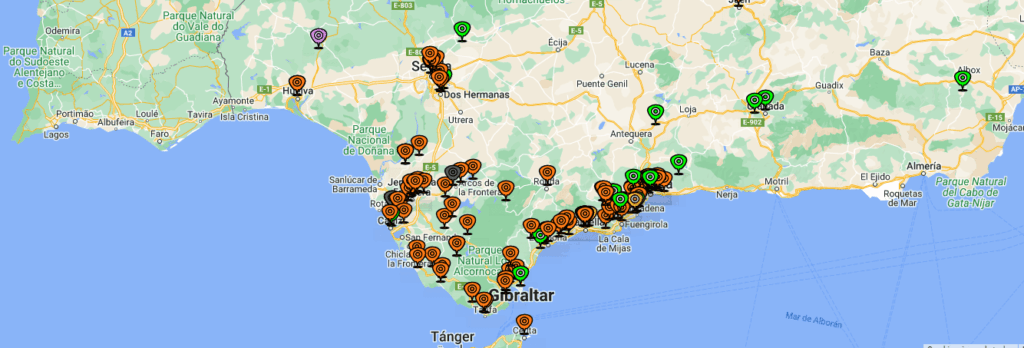 Mapa de avistamientos de avispas
