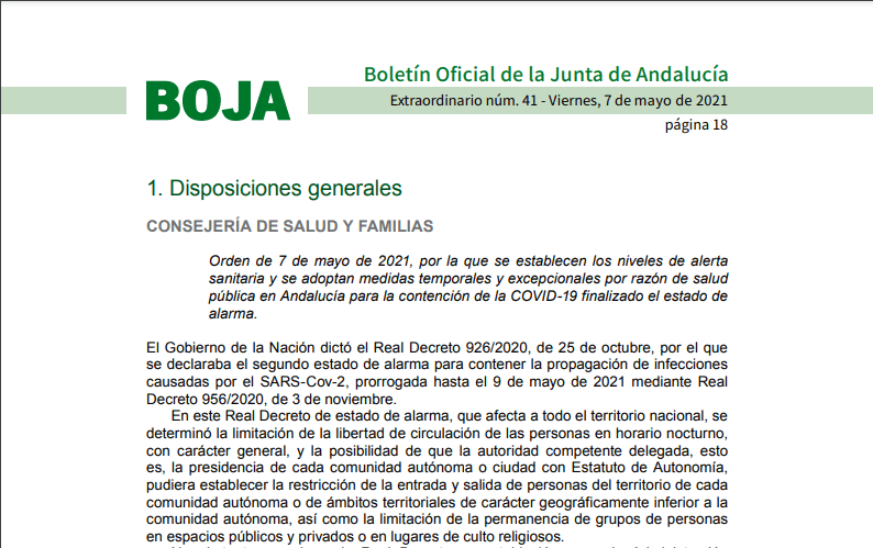 Se acaba el Estado de Alarma, guía de restricciones para La Rinconada