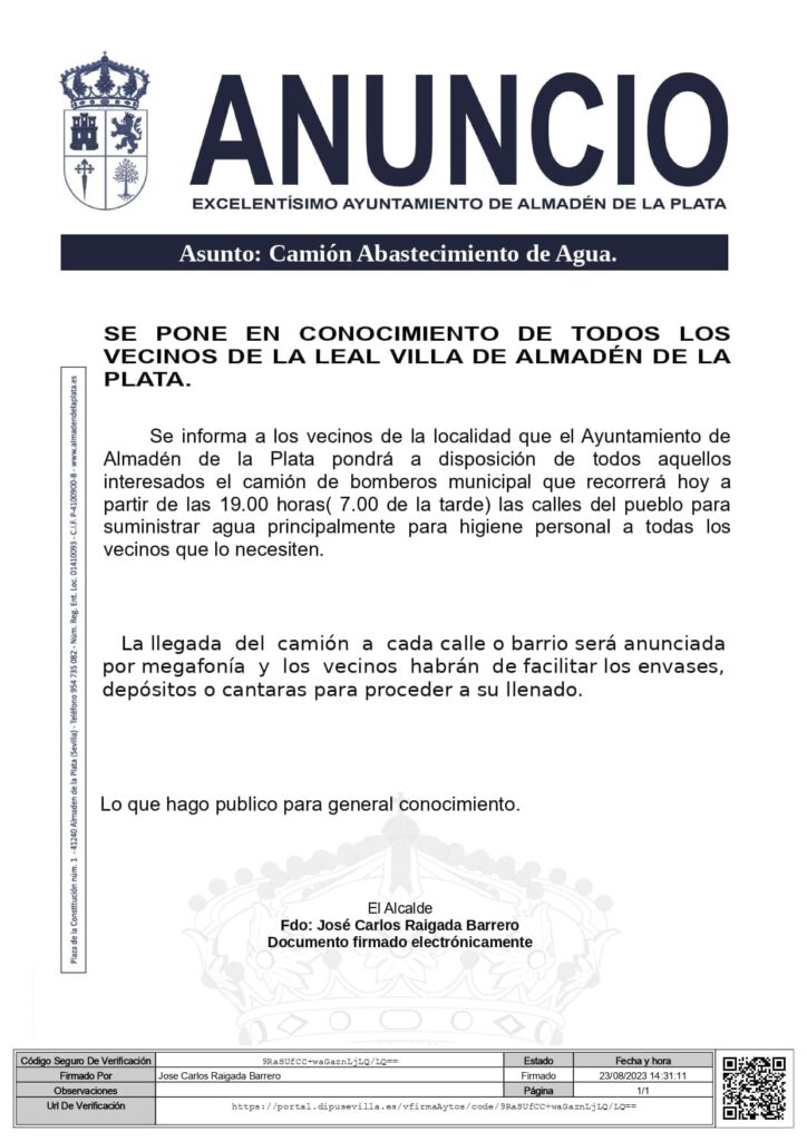 Anuncio camion bomberos Almadén