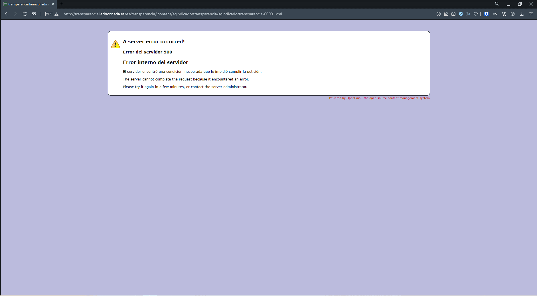 El Portal de Transparencia sufre fallos y caídas
