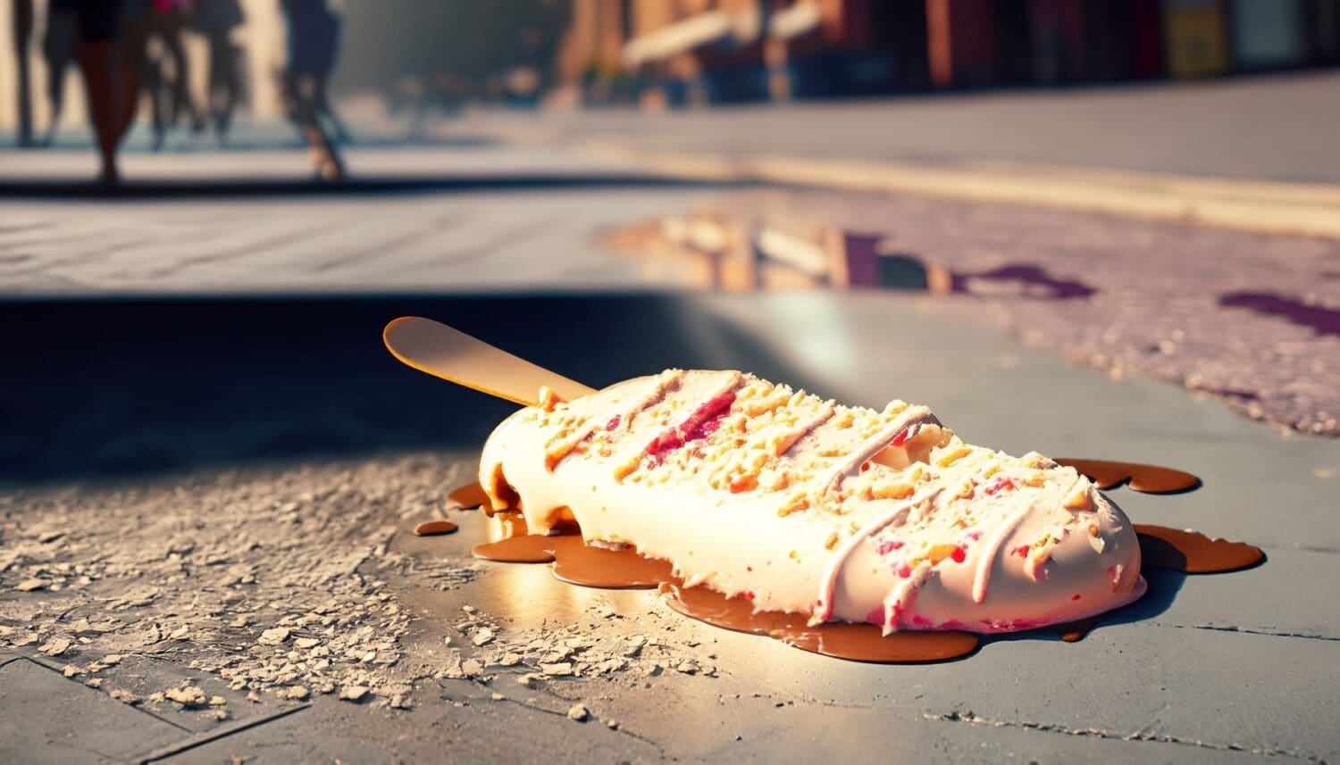 helado derretido bajo el sol