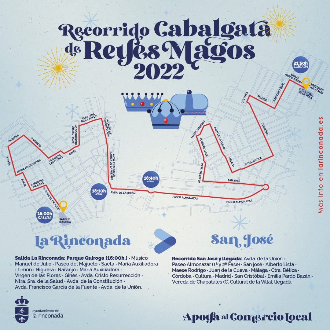 Itinerario oficial de la Cabalgata de Reyes 2022