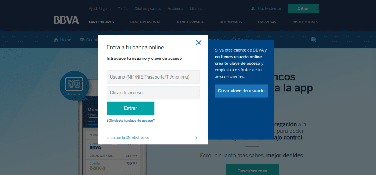 Página falsa que simula ser la del BBVA | OSI
