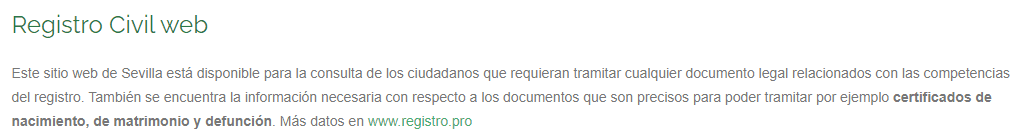 Captura de la web registrocivilsevilla.com, propiedad de la empresa denunciada | TuPeriódico