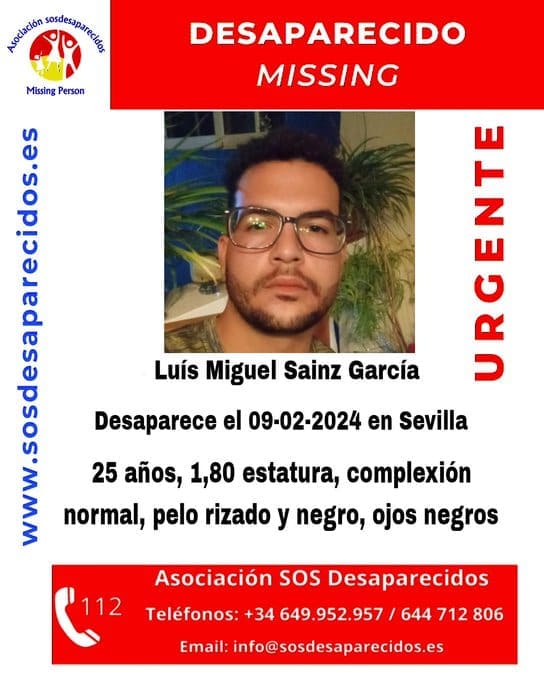 Desaparecido un joven de 25 años en Sevilla