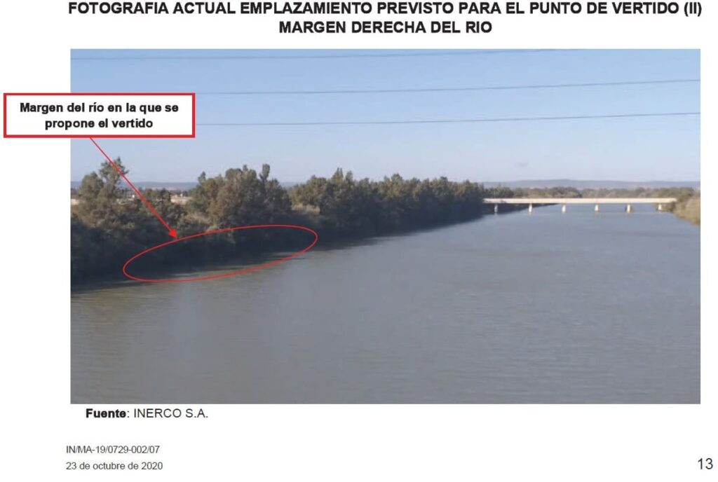 Zona donde se vertiría